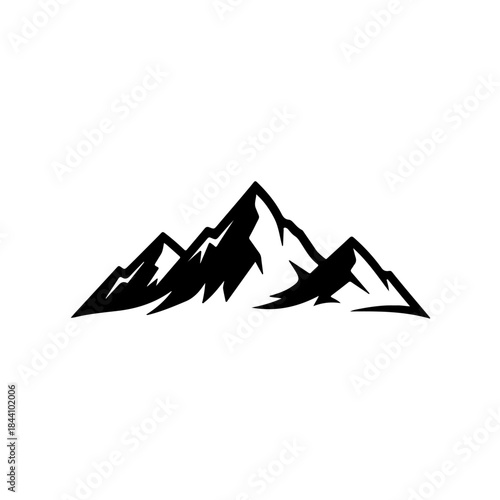 Abstract mountain range silhouette icon. minimalist vector illustration of peaks and ridges, symbolizing adventure, nature, and exploration. isolated on transparent background