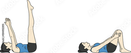 A fit young woman demonstrates the two phases of the star jump exercise, showcasing a full-body cardio and conditioning workout for health and fitness training regimen.