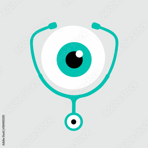  stethoscope vector icon  with eyeball