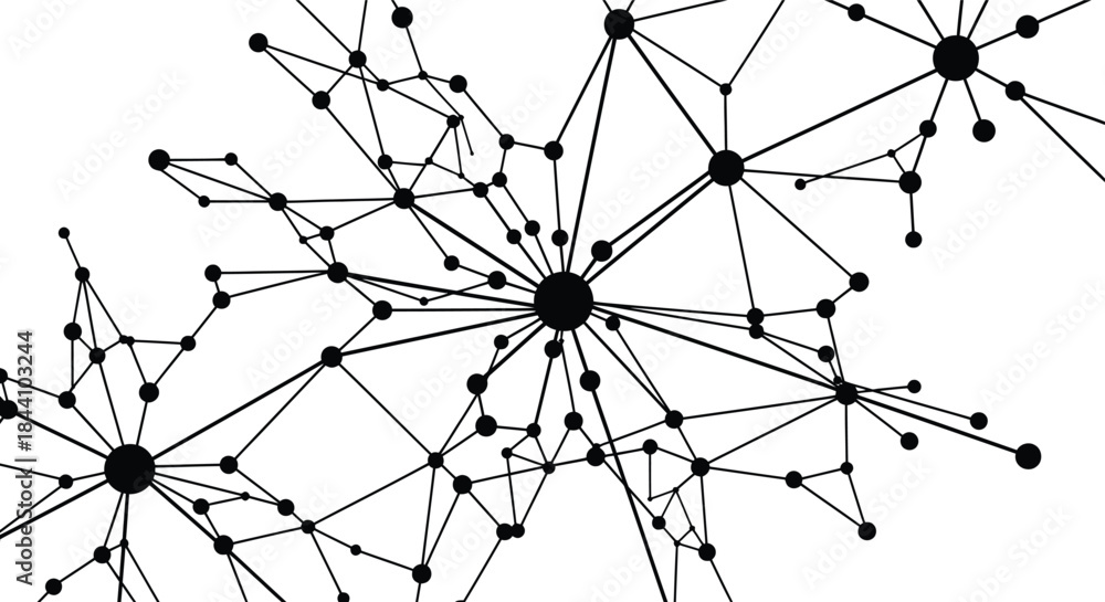 Obraz premium Abstract network connections structure conceptual graphic showing digital data flow and interconnected systems for technology and science themes isolated on white background