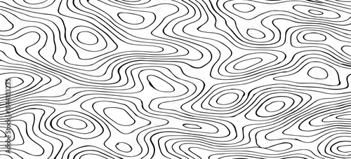 Abstract Topographic Map Contour Lines Vector Illustration Design Featuring Flowing Terrain Patterns, Elevation Curves, and Minimal Geographic Line Art.