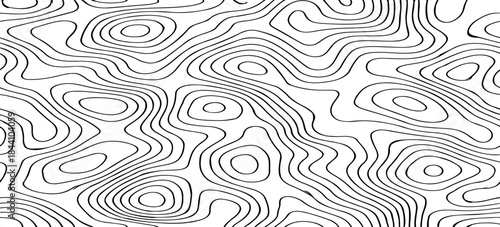Abstract Topographic Map Contour Lines Vector Illustration Design Featuring Flowing Terrain Patterns, Elevation Curves, and Minimal Geographic Line Art.