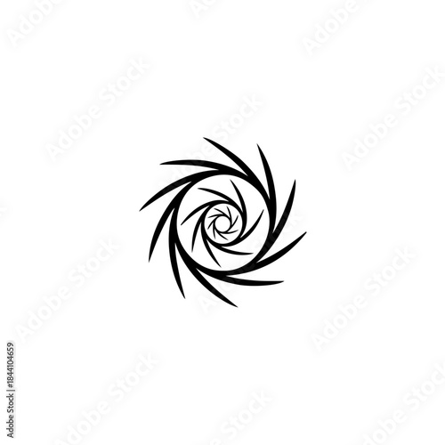 Abstract swirling vortex spiral pattern with sharp pointed elements, graphic design element, isolated on white. isolated on transparent background