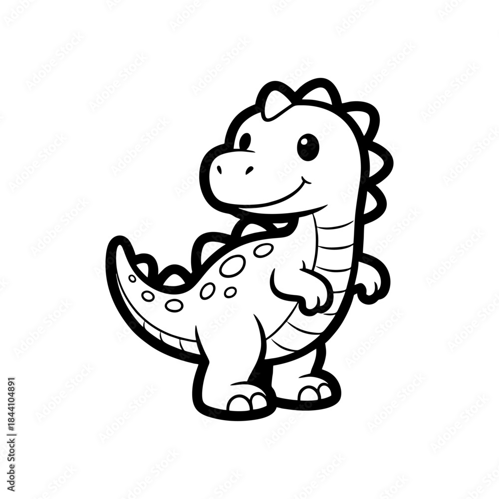 Fototapeta premium Adorable cartoon baby dinosaur illustration in a friendly outline style. Perfect for children's educational content, storybooks, and playful designs
