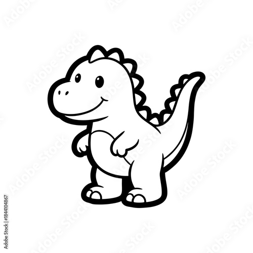 Adorable cartoon dinosaur with a friendly smile, perfect for children's books, nursery decor, or playful designs, embodying innocence and prehistoric charm for youthful audiences