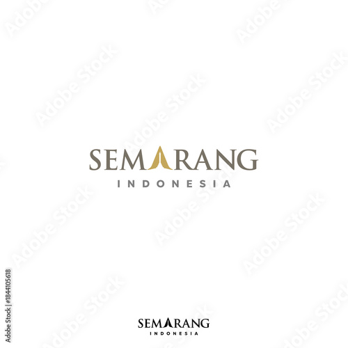 Semarang Wordmark Logo - Tugu Muda, Young Monument as icon of Semarang city at letter A.