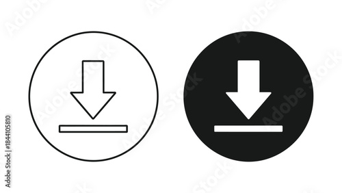 Download icons set with outline and solid black circle styles