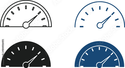 Black and Blue Blank Speedometer with Speed Meter Icon and Mph Outline Speed 120 Characters