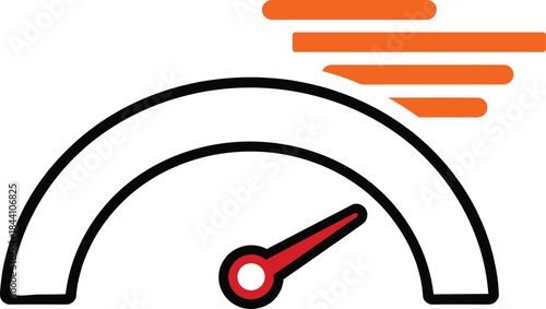 Performance Measurement Red Speedometer Mph Speed Meter Icon with Speed Line for Dashboards Automotive Technology Transportation Vector