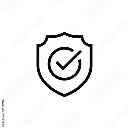 Simple shield icon with a checkmark inside representing security and protection