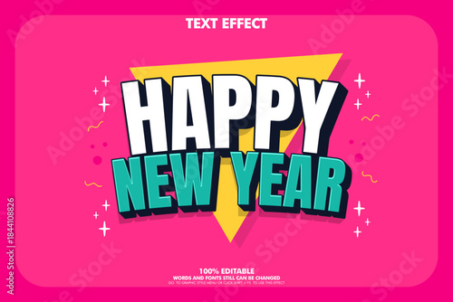 Editable text effect happy new year for greeting 
