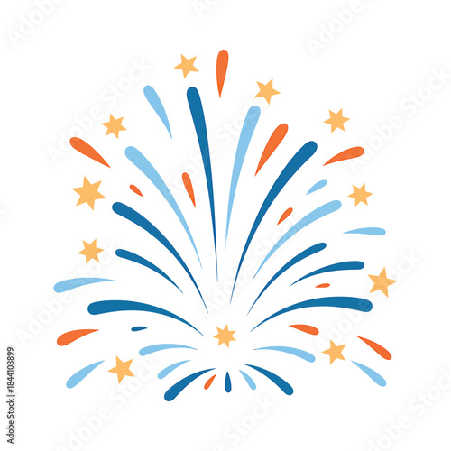 A vibrant burst of colorful fireworks displaying orange blue and yellow hues