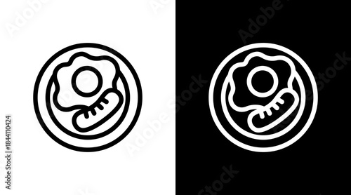Breakfast Platter With Icon Set Design