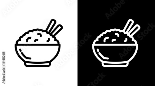 Rice Bowl With Icon Set Design