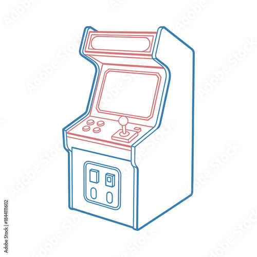 Line art illustration of a classic retro arcade game machine