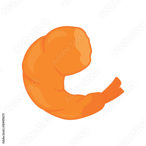 Cooked Shrimp Prawn Closeup Flat Icon Vector Illustration