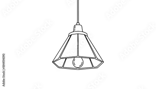 Geometric Pendant Lamp: A modern pendant lamp with a geometric cage design, showcasing its intricate metalwork. Capturing the interplay of light and shadow.