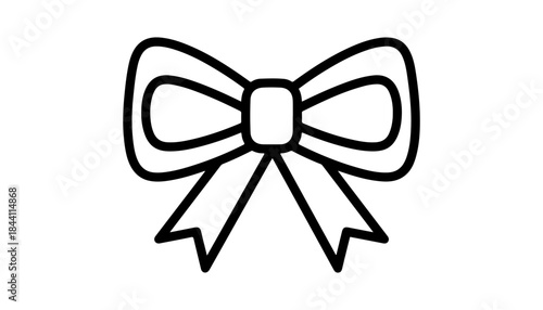 Elegant Bow Contour: A sleek, minimalist illustration showcases a decorative bow, rendered in a refined, monochromatic line, ideal for conveying elegance, gift, and celebration.