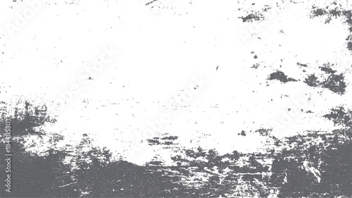 Dark, textured grunge background illustration with a vintage black ink splatter pattern and dirty paper border frame design