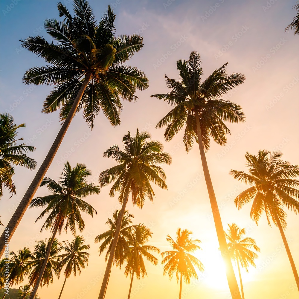 Fototapeta premium Palm trees at sunset (2)