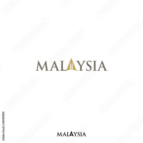Malaysia Wordmark Logo - Petronas Towers as the icon of Malaysia at letter A.