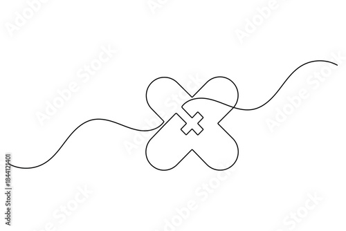 Continuous line drawing of a video game gamepad controller button icon, minimalist gaming illustration, vector art illustration
