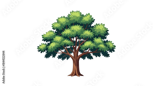 The Majestic Tree: A vibrant illustration of a tree standing tall with lush green foliage, showcasing the beauty and serenity of nature.