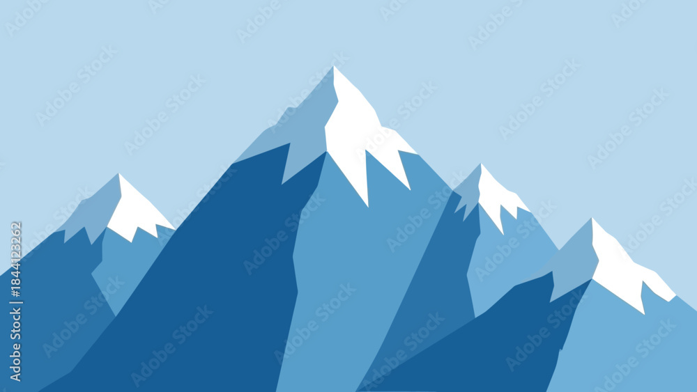 Obraz premium Mountain peaks panorama: A geometric arrangement depicts a majestic mountain range, its peaks reaching skyward, evoking the raw beauty and grandeur of nature.