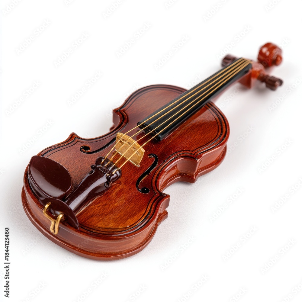 Fototapeta premium Orchestral String Instrument A Detailed Close Up Of A Vintage Wooden Violin With A Rich Brown Finish And Golden Strings