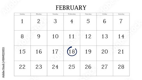 Marking the 18 February date on the calendar with a circle