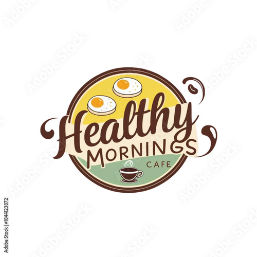 Healthy Breakfast Flat Illustration with Eggs, Toast, and Coffee