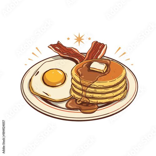 Classic American Breakfast Vector Illustration