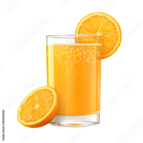 glass of orange juice and orange