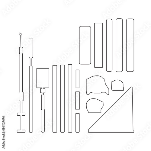 Industrial Hand Tools Outline Icon Set