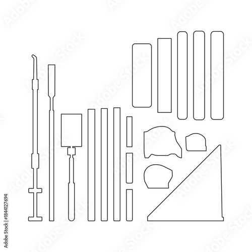 Industrial Hand Tools Outline Icon Set