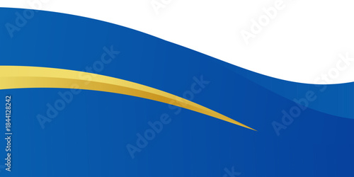 Blue and Gold curve wavy vector border for footer header background. Vector illustration