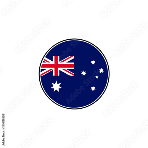 Circular emblem featuring the australian flag with the union jack and southern cross isolated on transparent background
