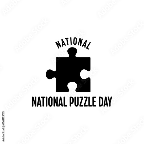 Celebrate national puzzle day with this graphic design featuring a single puzzle piece isolated on transparent background