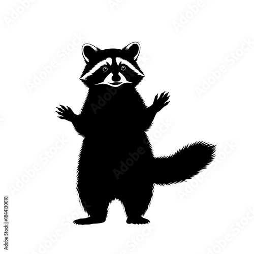 Raccoon silhouette with raised paws
