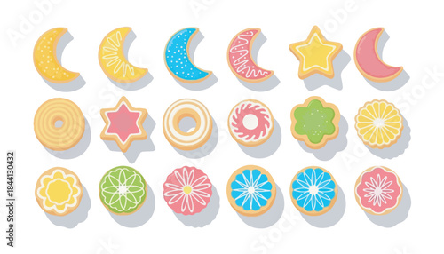 Sweet Bites: A colorful array of delightful cookies, each adorned with intricate designs, offers a treat for the eyes and the palate. The playful arrangement, evoking a sense of joy and sweetness.