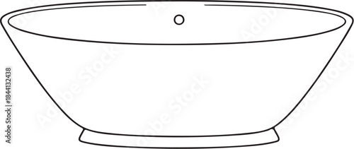 Bath Tub Bathing Hand-drawn Sketch Drawing Vector Illustration, Line Linear Symbol Engraving Coloring Book, Black and White Isolated