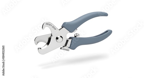 Professional pet nail clippers with safety stop mechanism for precise and safe grooming of dogs and cats, essential animal care tool on an isolated white background for domestic pet owners