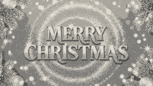 Glamorous Merry Christmas Typography with Glittery Background