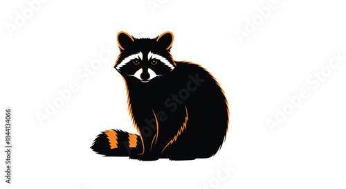 Raccoon Sitting Isolated on White Background