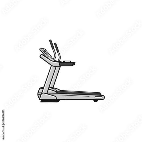 Side view illustration of a modern treadmill for a home gym or fitness center isolated on transparent background