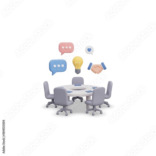 Stunning 3D concept of a business meeting table fostering collaboration idea generation and successful partnership