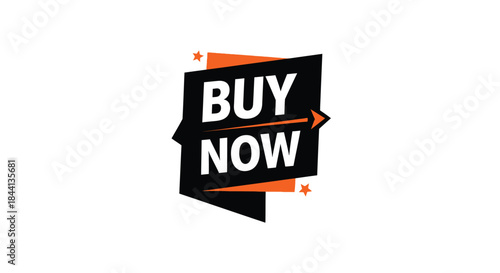 Buy Now Button with Orange Accents on White Background