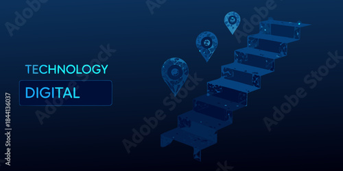 Digital technology steps a futuristic representation of progress and connection