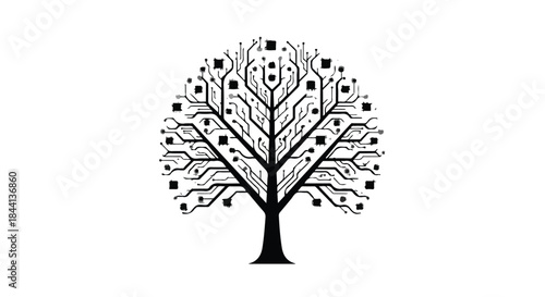 Digital tree symbolizing technological growth and innovation