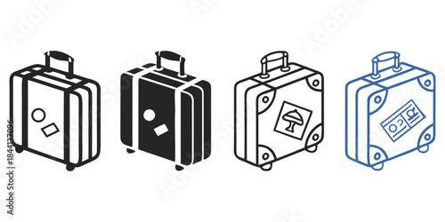 Suitcase Icons Collection – Travel Baggage Vector for Web Design